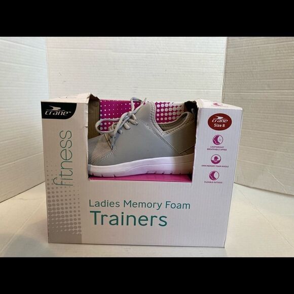 CRANE, Ladies Memory Foam Fitness Trainers Shoes, Size 8,‎ Lightweight, Gray - Picture 7 of 8